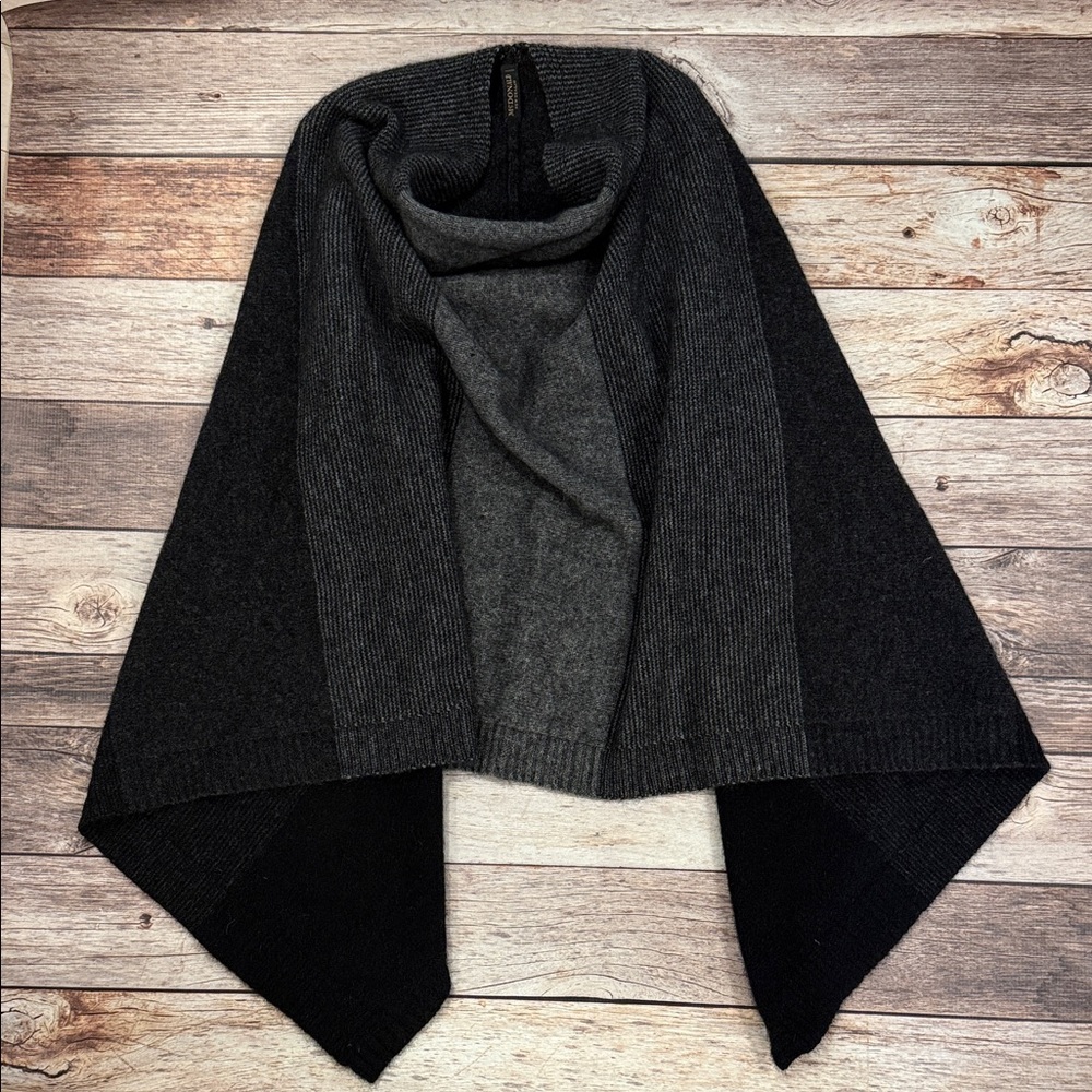 McDonald Charcoal and Black Women's Merino Wool Poncho